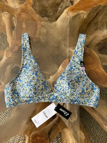 Haut de maillot de bain Etam fleurs bleu 42