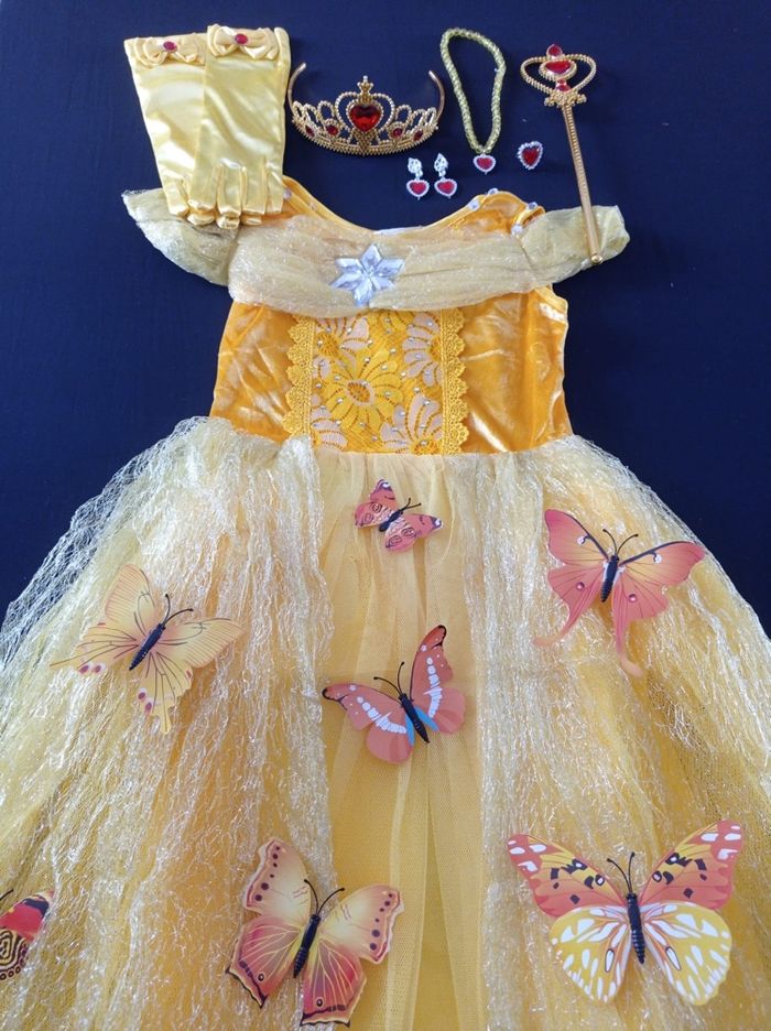 Déguisement robe princesse jaune papillon 6ans