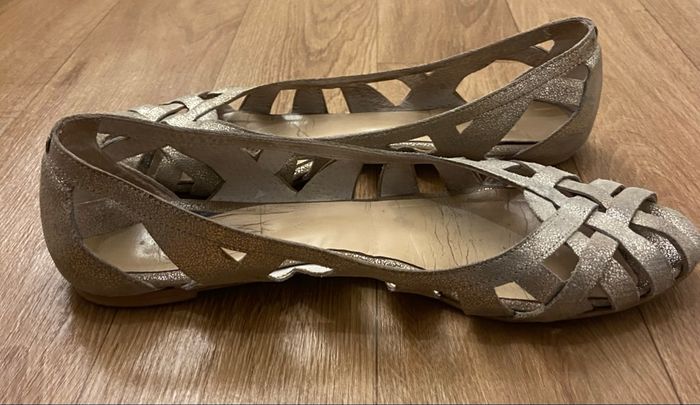 Ballerines ajourées platine cuir 38 - photo numéro 3