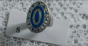 Bague fantaisie bleue & argenté  - Taille S - Neuve avec étiquette