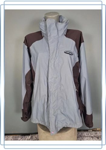Veste coupe vent à capuche patagonia vintage femme / taille L bleu et noir brodé  (257)