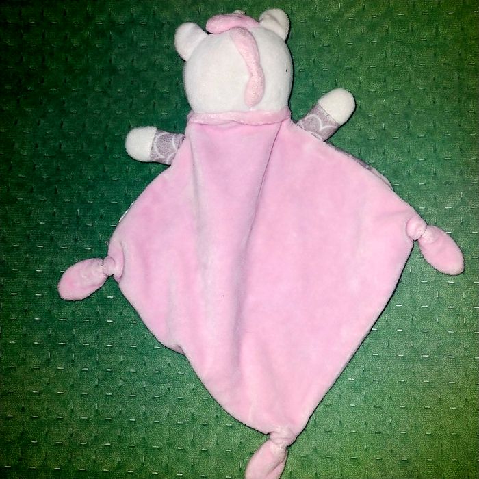 Doudou losange licorne rose et gris étoiles Mots d'enfants - photo numéro 3
