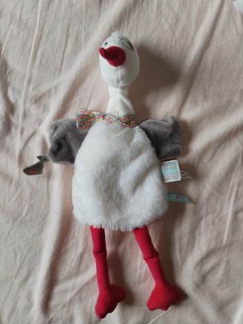 Doudou marionnette cigogne