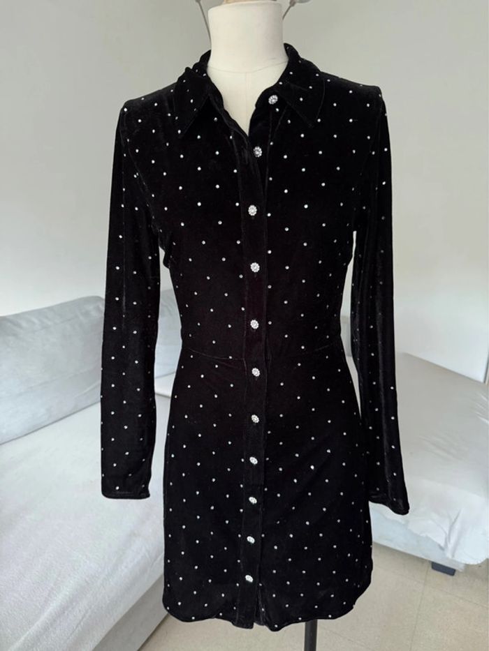 Robe en velours noir avec strass ZARA - photo numéro 5