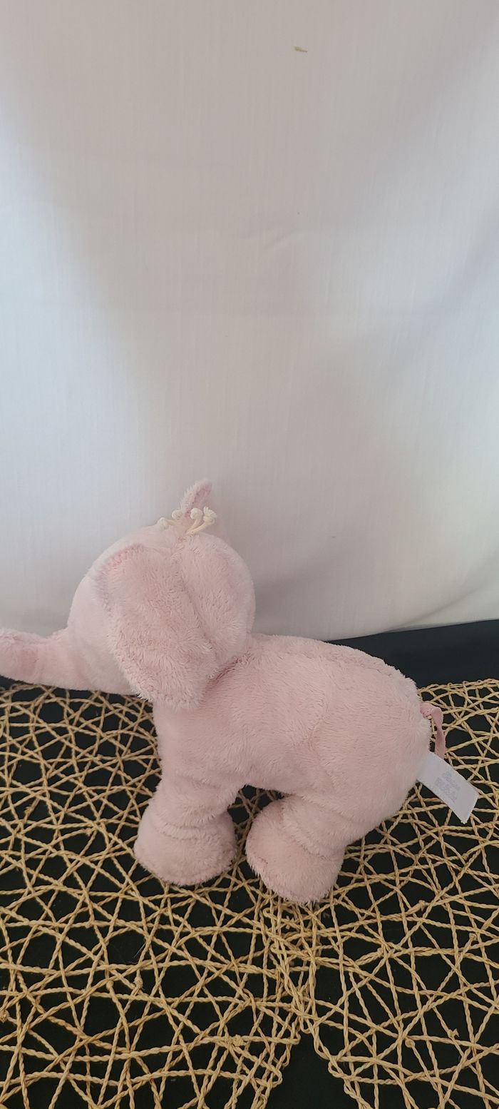 Ferdinand l'éléphant 25 cm rose pâle tartine et chocolat - photo numéro 7
