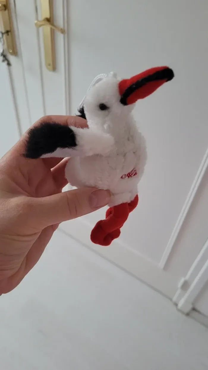 Mini peluche cigogne alsacienne – 15 cm