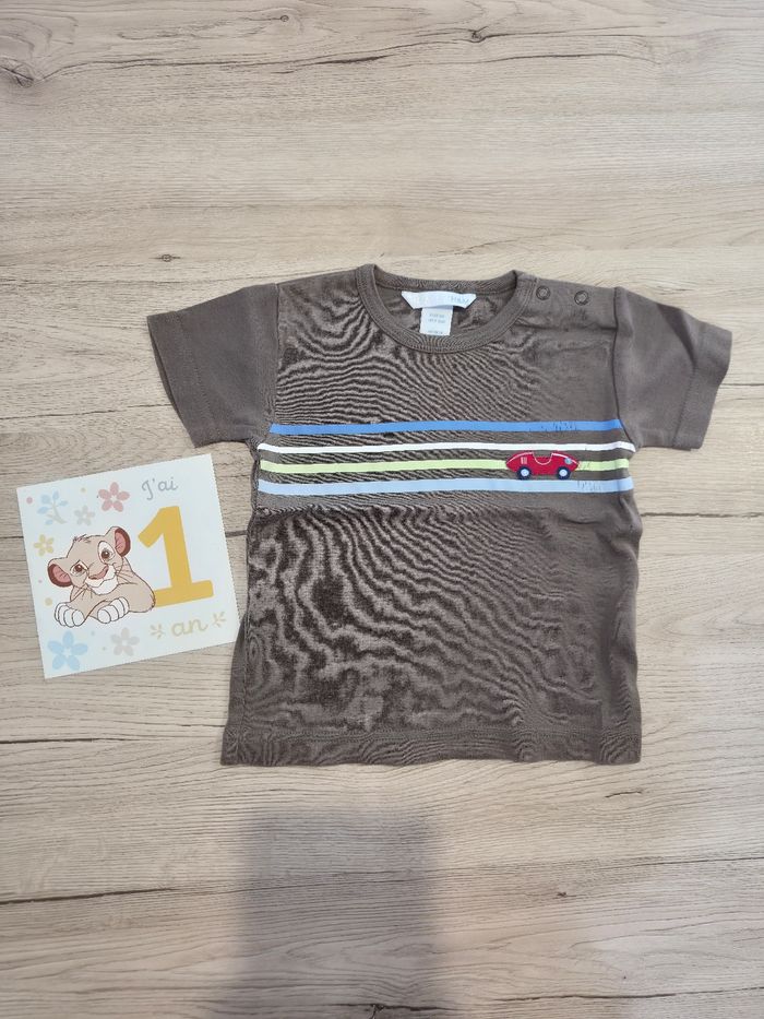 Tee-shirt manches courtes marron, H&M, 9-12 mois