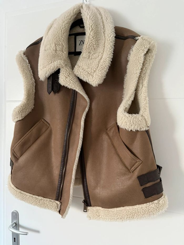 Veste vest manteau Zara abrigo polaire bombardier Chaleco borregito Weste mit Teddyfell - photo numéro 5