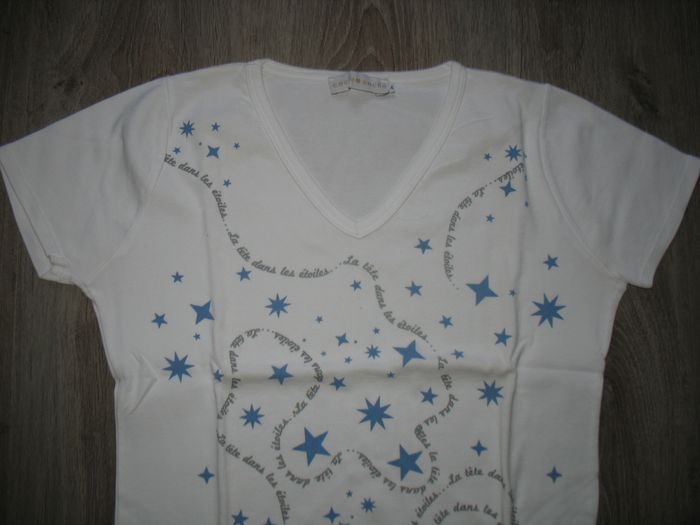 TEE SHIRT MC BLANC "CACHE CACHE" - TAILLE 38 / 40 - n°05 - photo numéro 3
