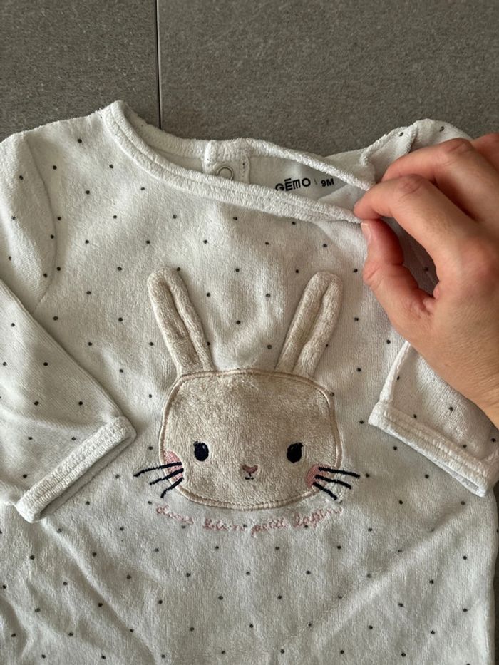 Pyjama velours bébé fille 9 mois gemo - photo numéro 3