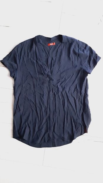 Vêtement femme top haut manches courtes ample bleu marine EDC by Esprit taille XS