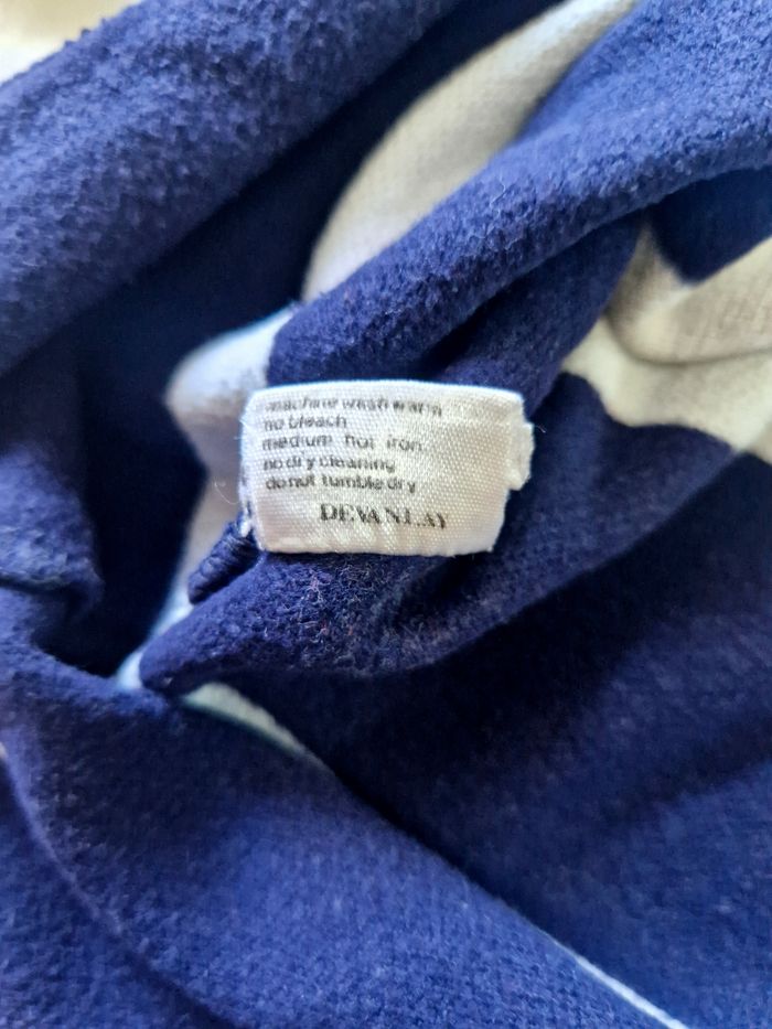Polo manches longues  , homme , Lacoste , Devanlay  , vintage , a rayures  , rugby style  , bleu , blanc  , taille  XL - photo numéro 8