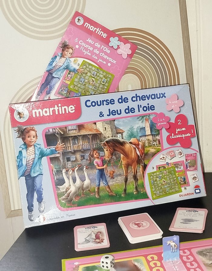 🟢 Vintage Dujardin Martine Course de chevaux et Jeu de l'oie