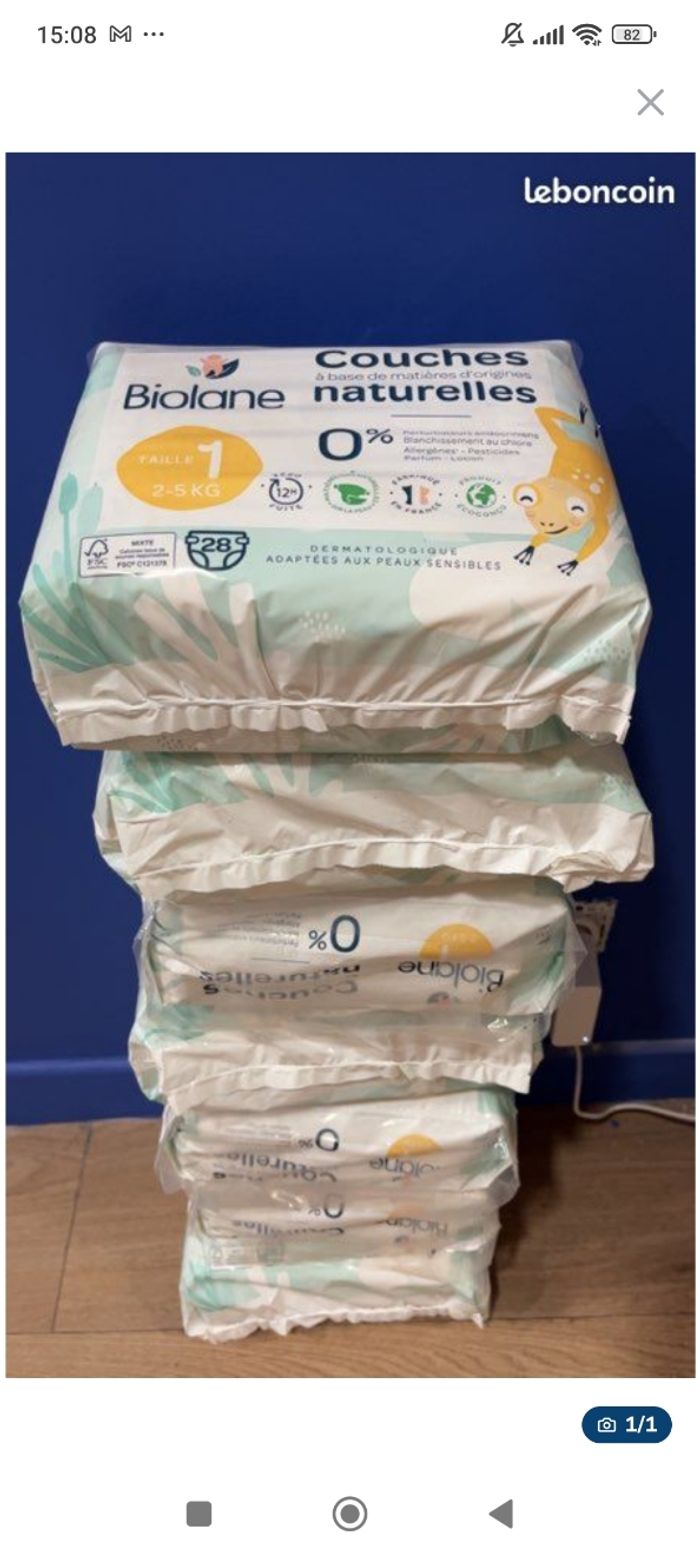 5 paquets de taille 1 biolane