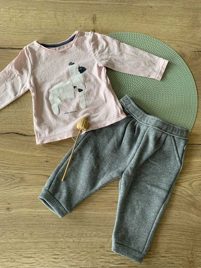 Ensemble chaud fille lama pentalon pailleté et 2 hauts - 12 mois - obaibi - photo numéro 2