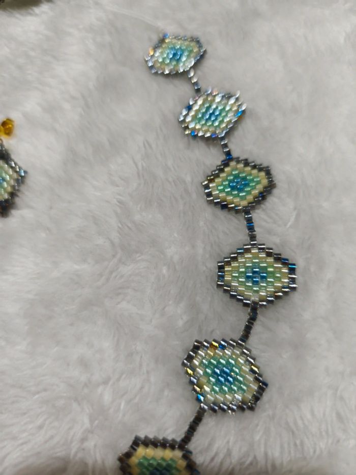 Parure tissée perles - photo numéro 4