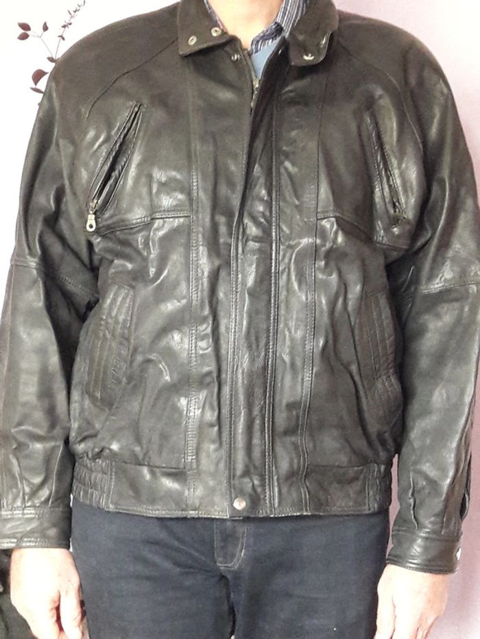 blouson cuir homme noir