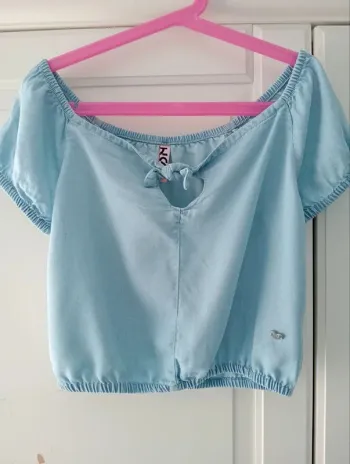 Top corto azul denim Losan