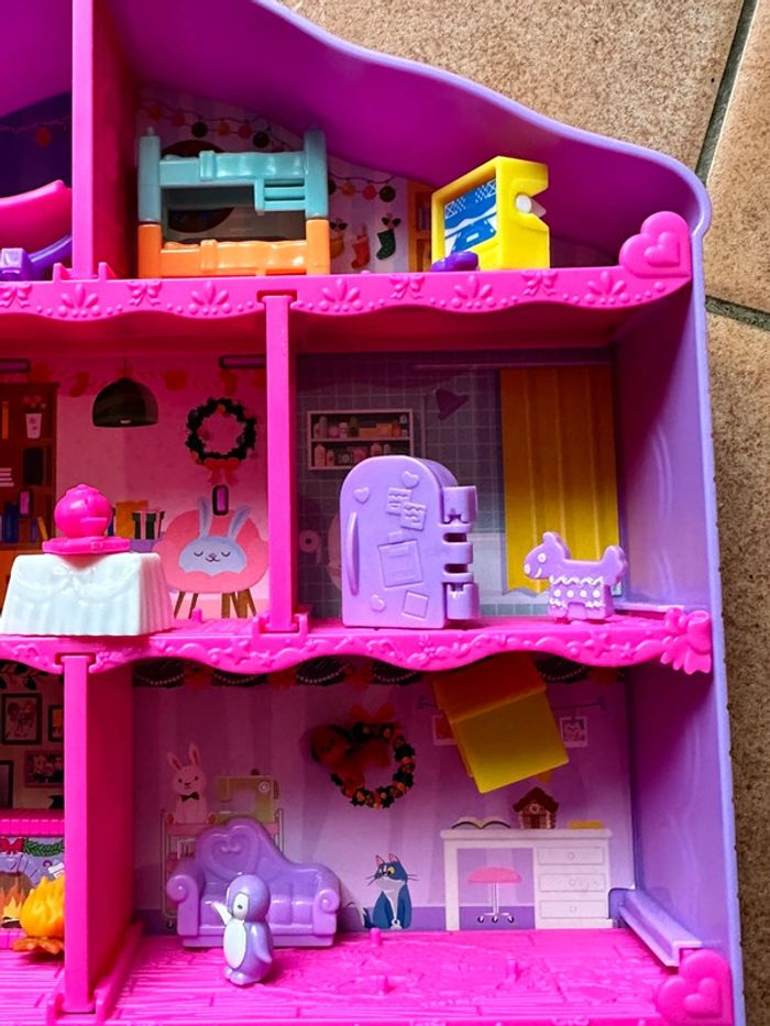 Maison Polly Pocket avec 2 figurines et accessoires en parfait état - photo numéro 8