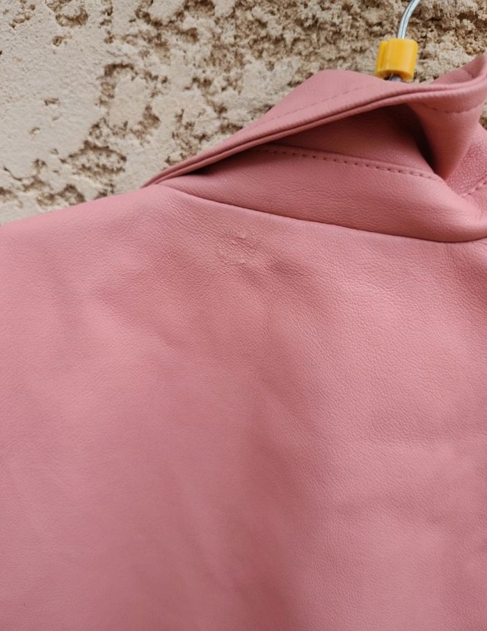 Veste en simili cuir rose kiabi 10ans - photo numéro 3