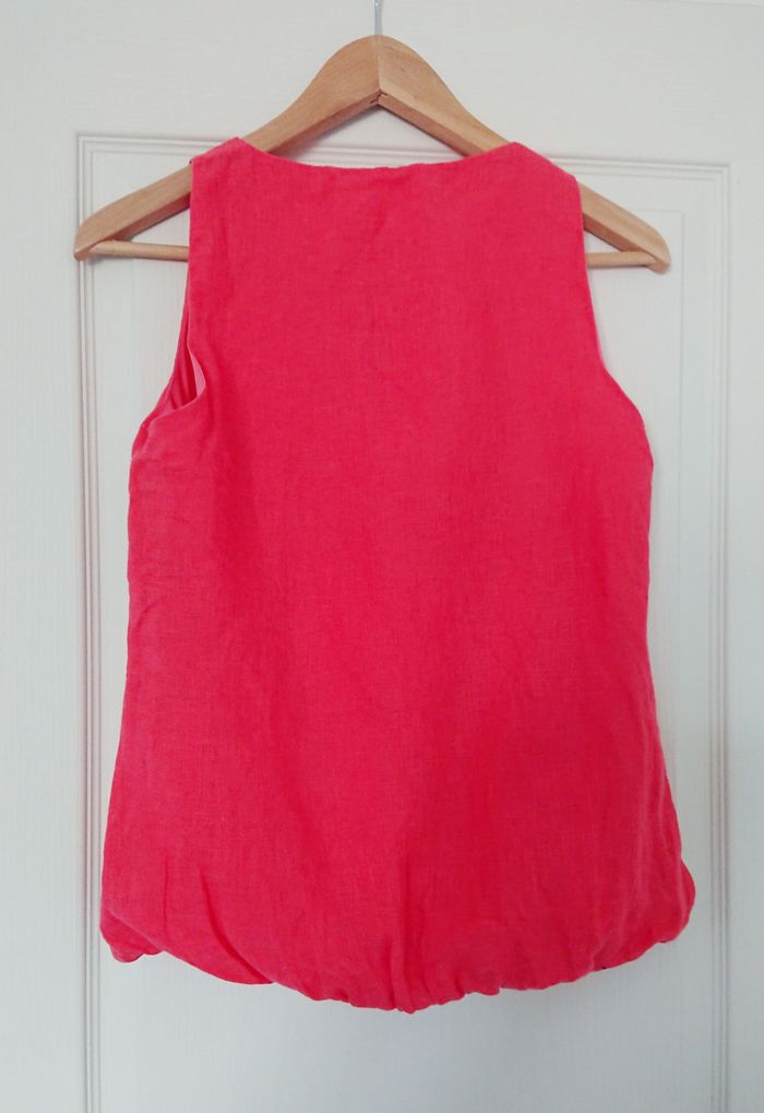 Top sans manche en lin, couleur corail, marque promod, taille 38 - photo numéro 2
