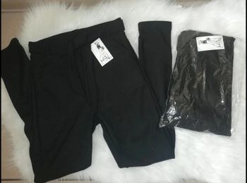 2 pantalons slim taille haute avec ceinture 