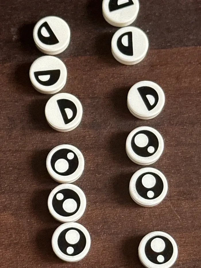 6 paires d’yeux Lego, Tile, Round 1 x 1 with Black Eye - photo numéro 3