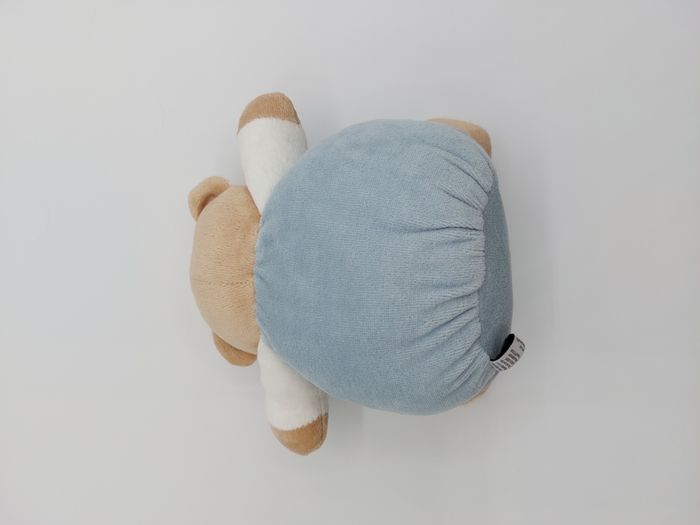 Peluche doudou boule ours marron beige bleu ILMAPLAST SNC 2016 écru crème 17 cm - photo numéro 3