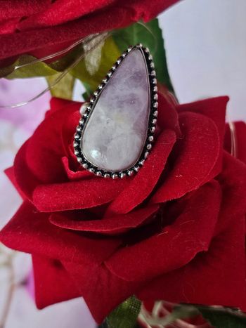 Bague en argent sterling 925 avec pierre lepidolite