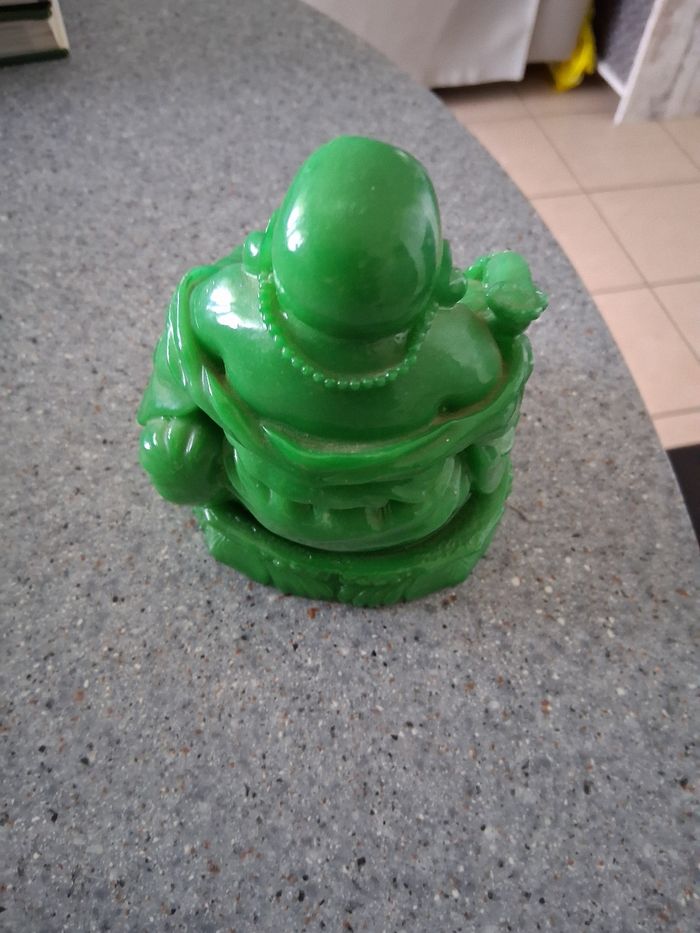 Bouddha " rieurs " vert en résine - photo numéro 2