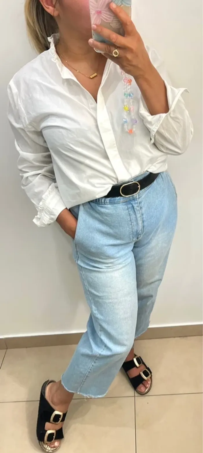 Chemise Blanche Avec Volant Taille L - photo numéro 6