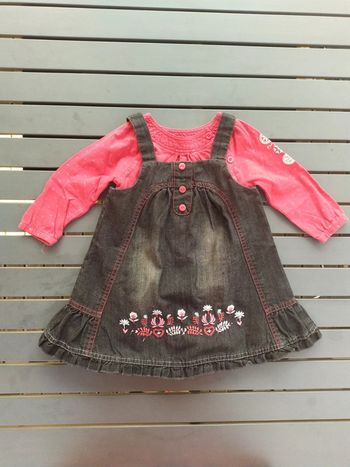 Robe en jean et tee-shirt ML 12 mois