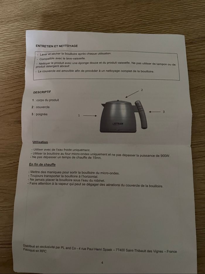 Bouilloire micro-ondes sitram - photo numéro 3