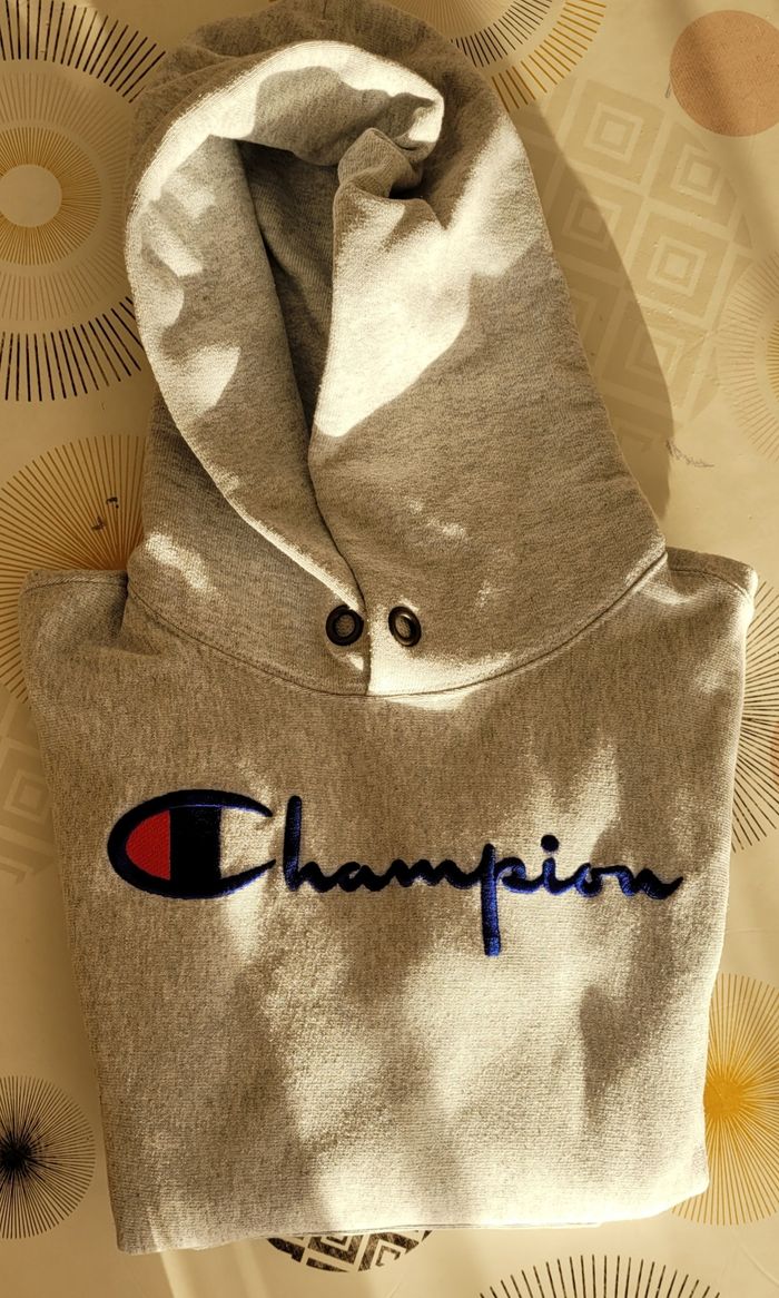 Champion Sweat Capuche TM Enfant- 9/10ans-138/143cm- Gris Chiné-Logo Brodé-Coupe Droite en TBE - photo numéro 9
