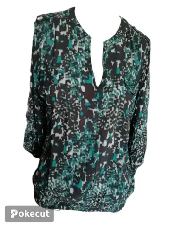 Top blouse chemise chemisier bariolé breal automne hiver noir black vert green