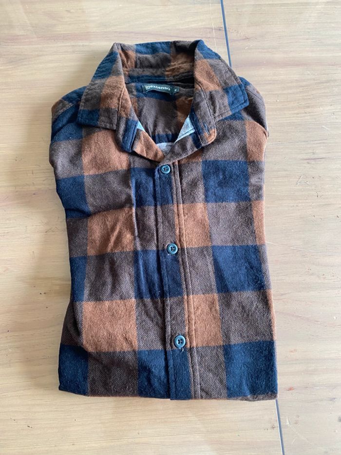 Chemise In Extenso marron et noire à gros carreaux taille M - photo numéro 3