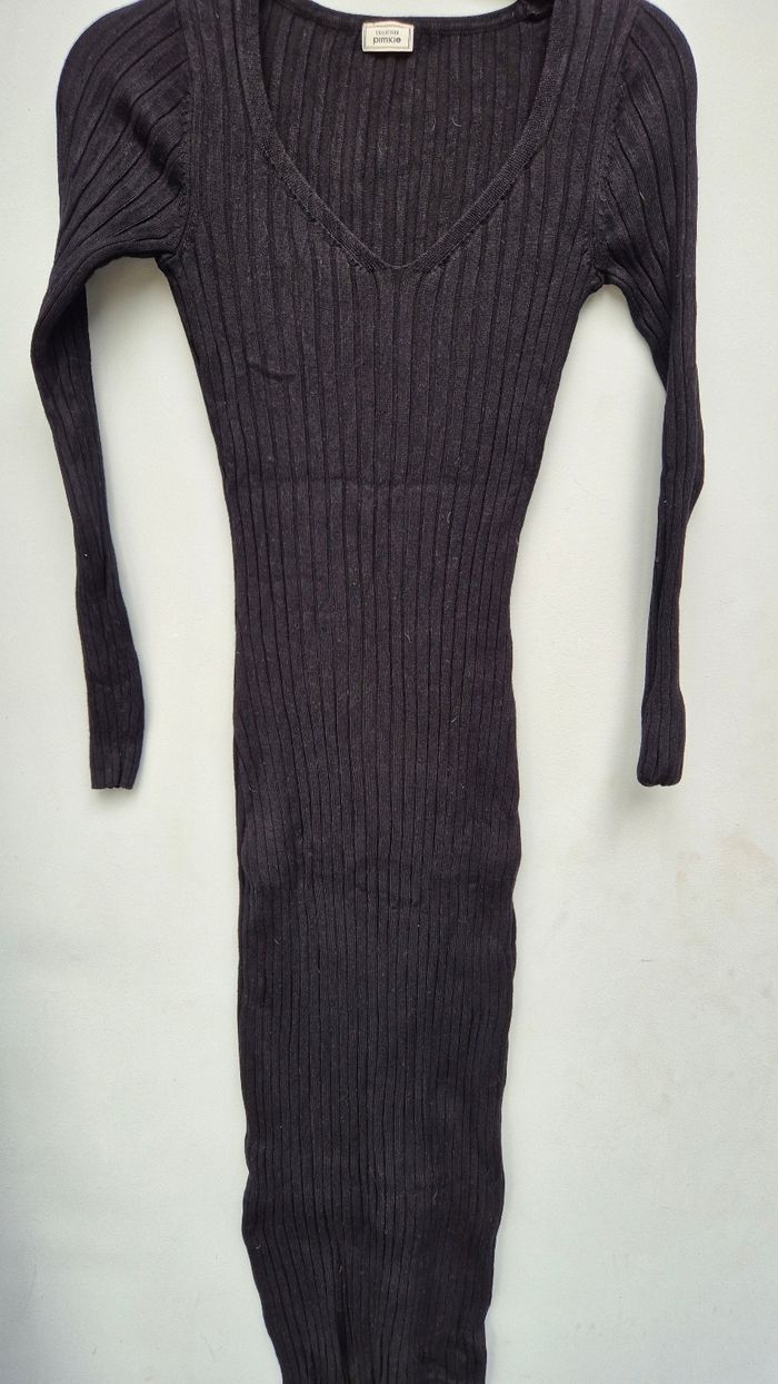 Robe longue noire en laine