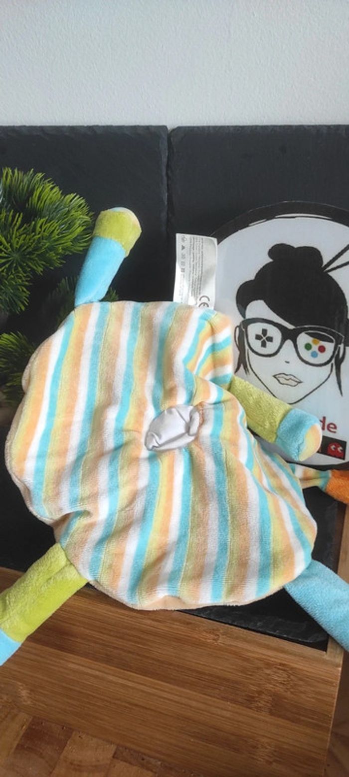 Kimbaloo doudou cheval plat rond vert bleu orange jaune brioche ovale rayé rayure la halle - photo numéro 2