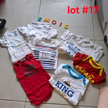 Lot #17 -  6 bodies et 1 grenouillere manches courtes 6mois