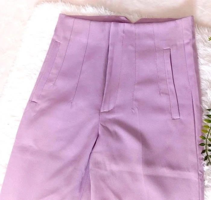 Pantalon Costume Taille Haute Pour Femme. Couleur Lila. Taille XS - photo numéro 5