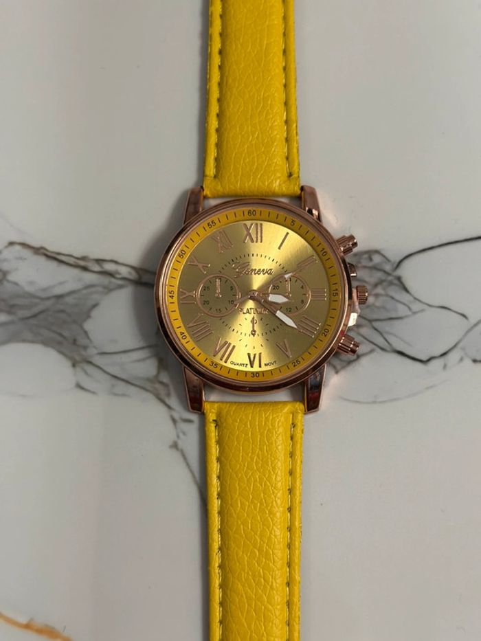 Montre Jaune « Geneva » Mixte Neuve - photo numéro 2