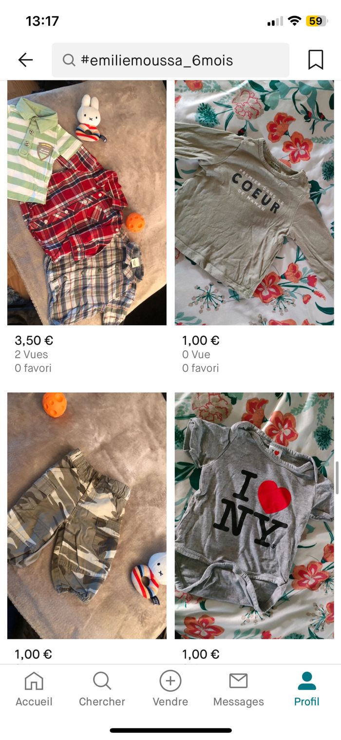 Vend vêtements garçon