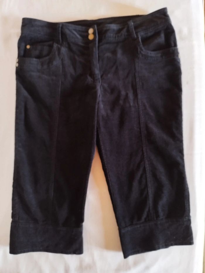 Pantacourt velours noir femme 40 - photo numéro 2