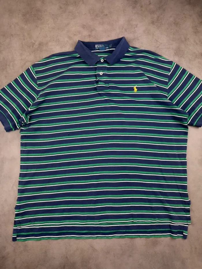 Polo Ralph Lauren à rayures Bleu et Vert Taille L