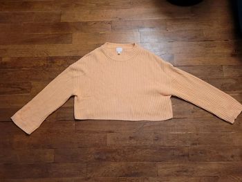 Pull mailles côtelées orange - H&M