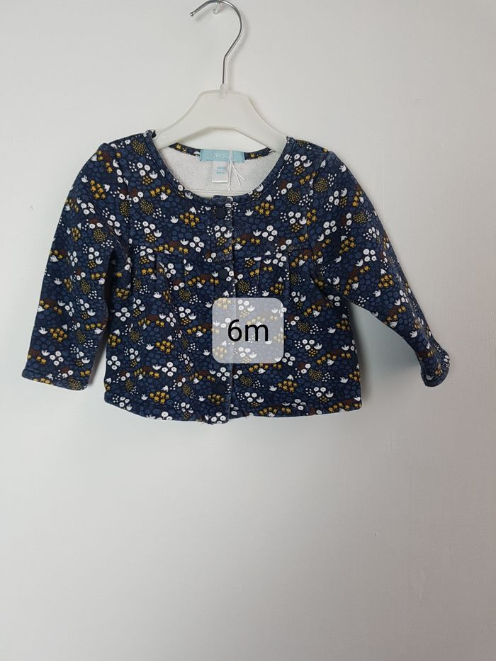 Veste molleton marine fleurs Obaibi 6 mois
