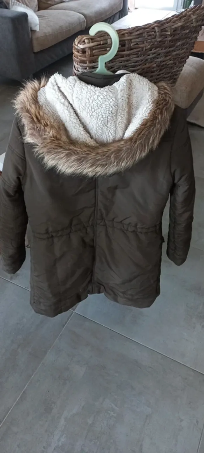 Manteau parka TBE taille XS vert kaki - photo numéro 3