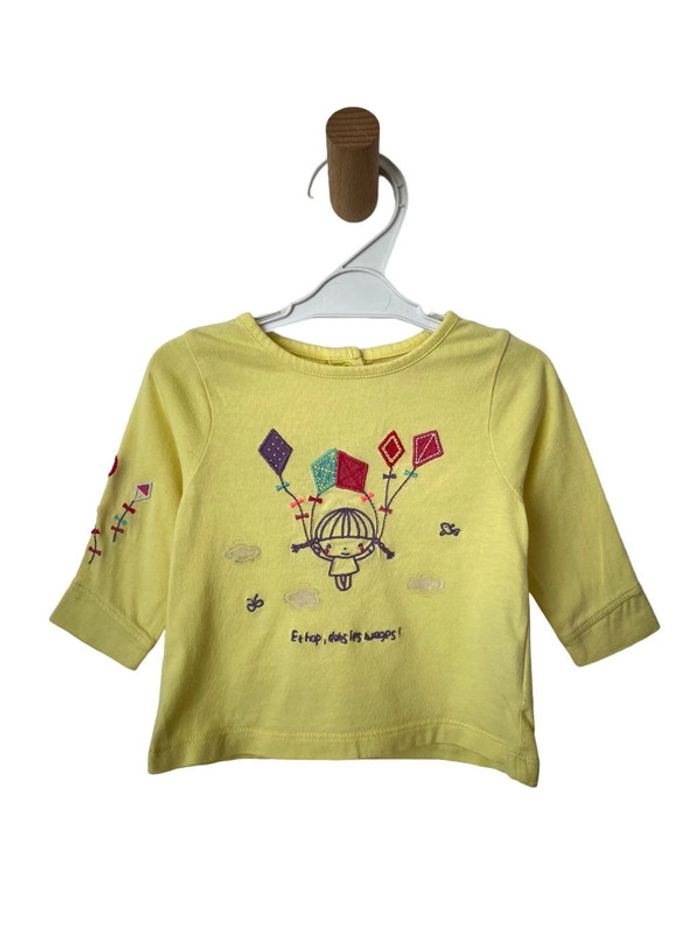 T-shirt manches longues jaune clair - DPAM 3 mois (60cm)