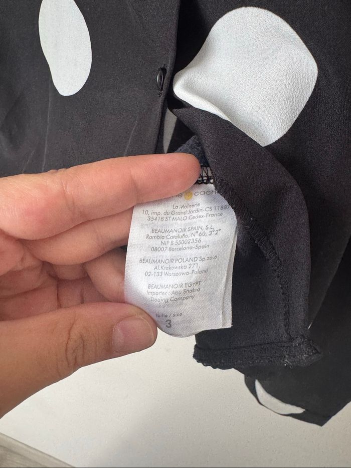 👚 chemisier noir à pois - cache-cache - taille 3 - bon état - photo numéro 4
