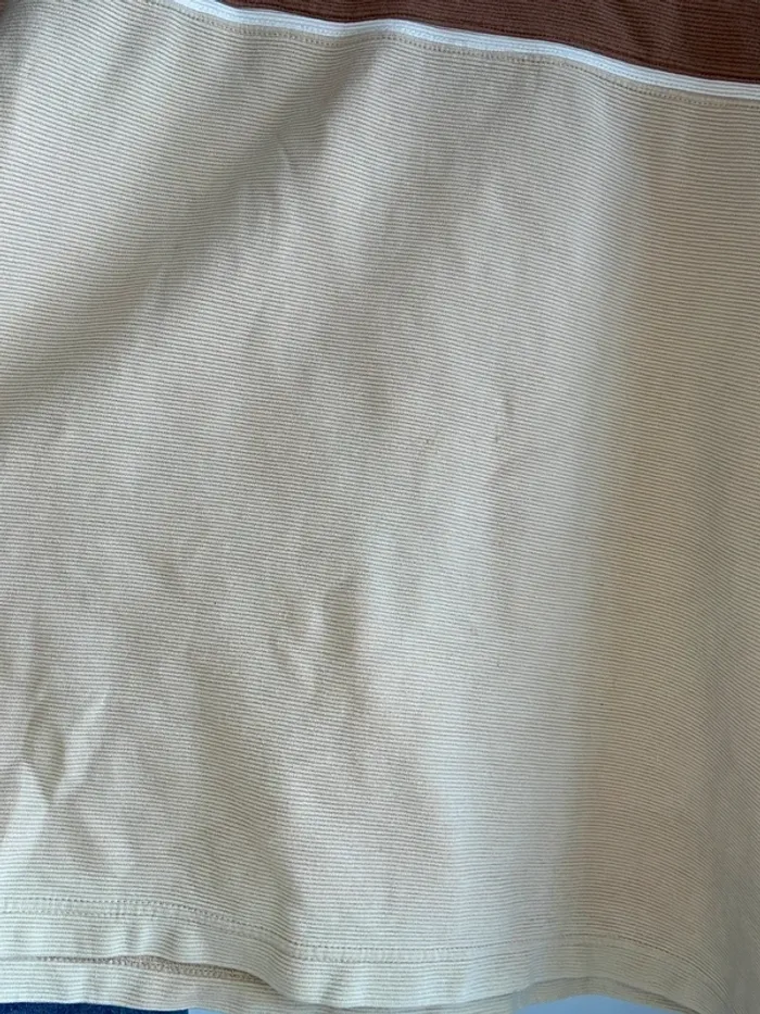 Pull sweat y2k beige et marron col V taille L - photo numéro 6